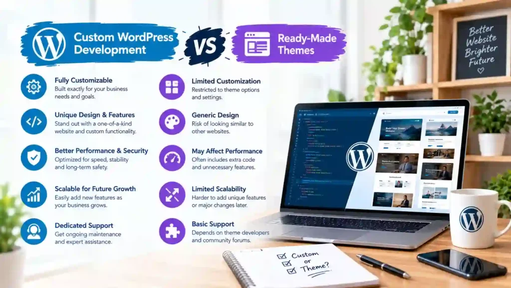 Custom WordPress Development vs Ready-Made Themes